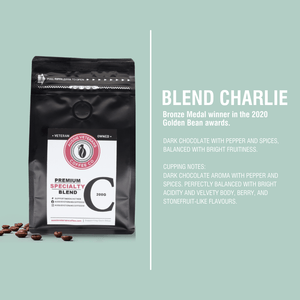 AVCC blend sampler pack — side angle showing all six bags