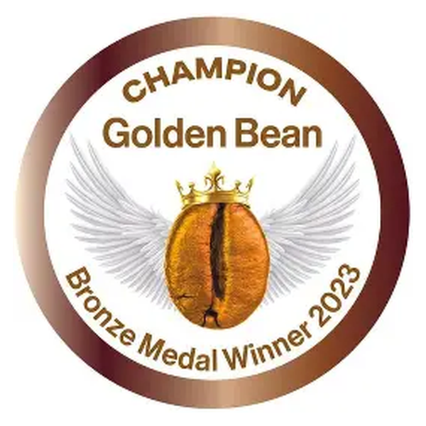 Golden Bean Champion Bronze Medal Winner 2023 - 4 medals: Alpha (Espresso), Charlie (Latte), Echo (Espresso), Foxtrot (Latte)